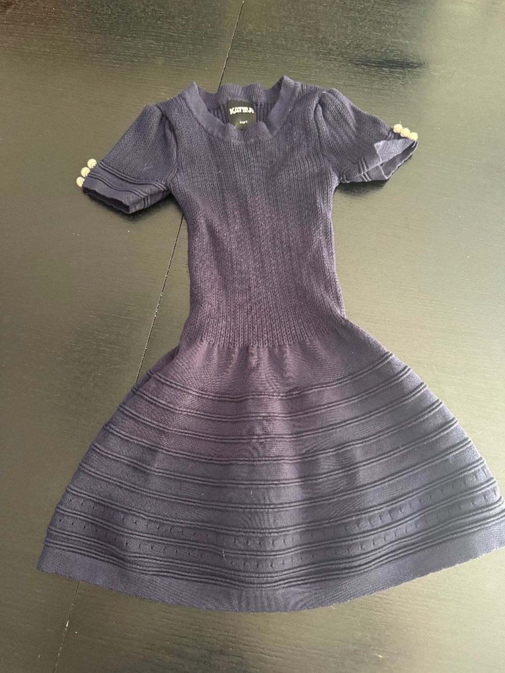 Katie J NYC Navy Knit Fit and Flare Dress Girls Small